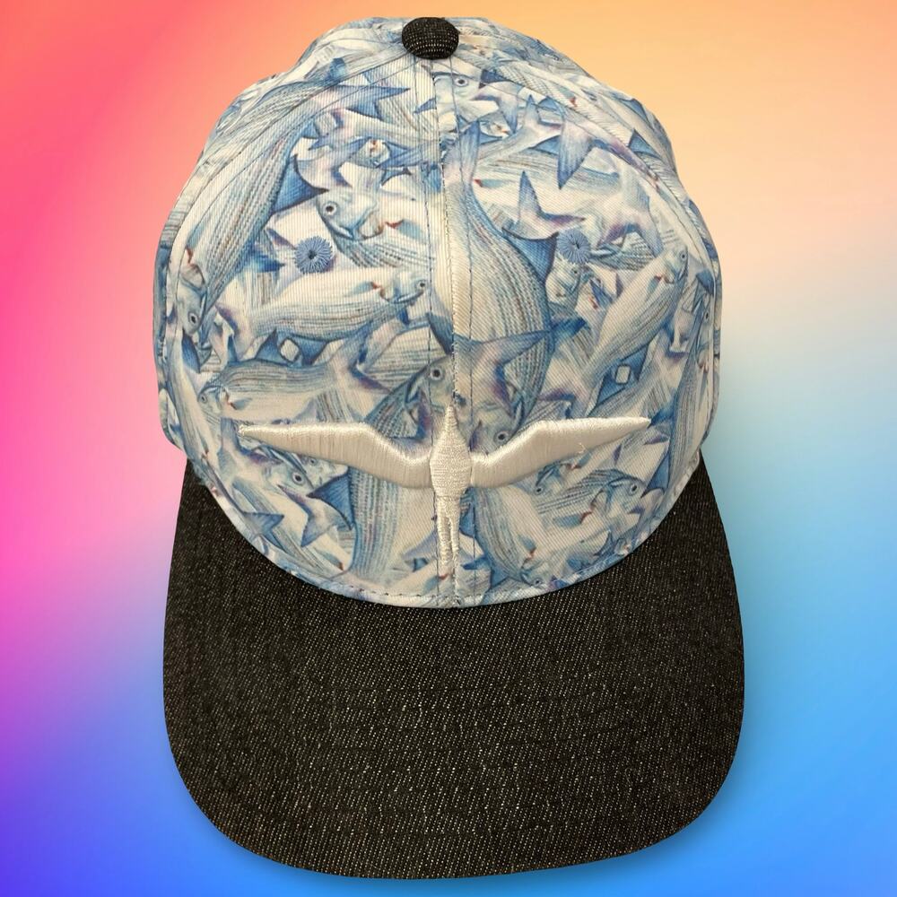 Double Portion Supply Hawaii Awa Fish Snapback Hat Iwa Bird 3D Embroidery Black